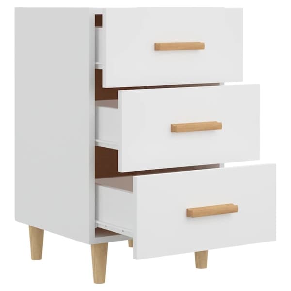 The Living Store Sängbord vit 40x40x66 cm konstruerat trä - Nattduksbord