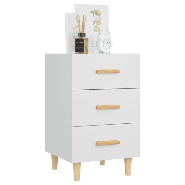 The Living Store Sängbord vit 40x40x66 cm konstruerat trä -  Nattduksbord