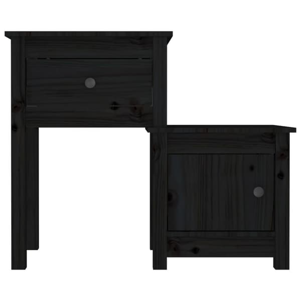 The Living Store sengeborde 2 stk. 79,5x38x65,5 cm massivt fyrretræ sort -  Natborde
