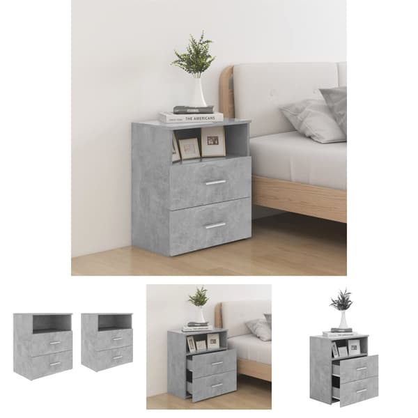 The Living Store sengeskabe 2 stk. 50x32x60cm betongrå - Natborde