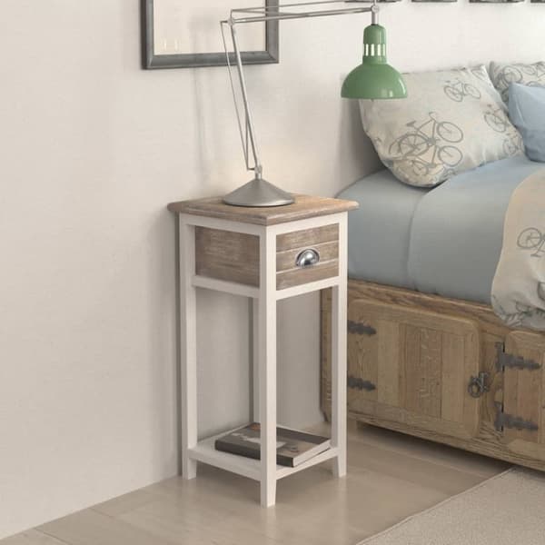 The Living Store sengebord med 1 skuffe brun og hvid - Natborde
