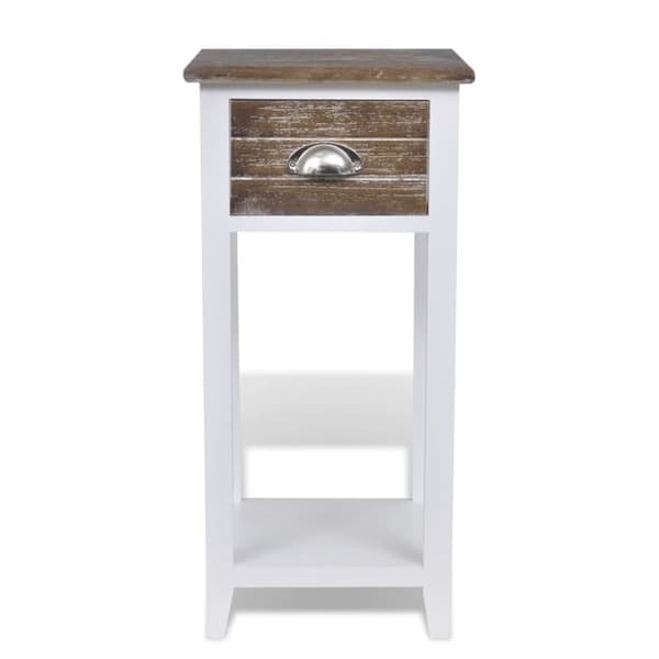 The Living Store sengebord med 1 skuffe brun og hvid - Natborde