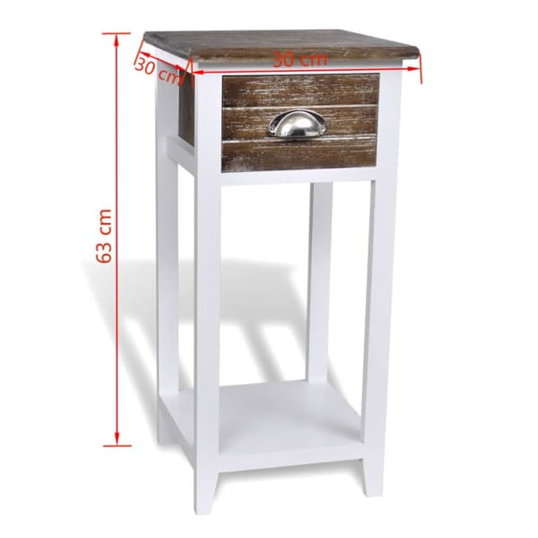 The Living Store sengebord med 1 skuffe brun og hvid - Natborde
