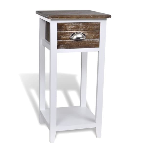 The Living Store sengebord med 1 skuffe brun og hvid - Natborde