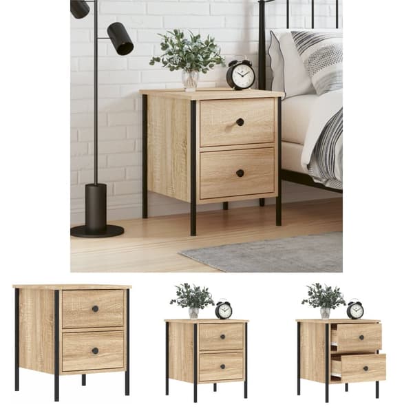 The Living Store sengebord 40x42x50 cm konstrueret træ sonoma-eg - Natborde