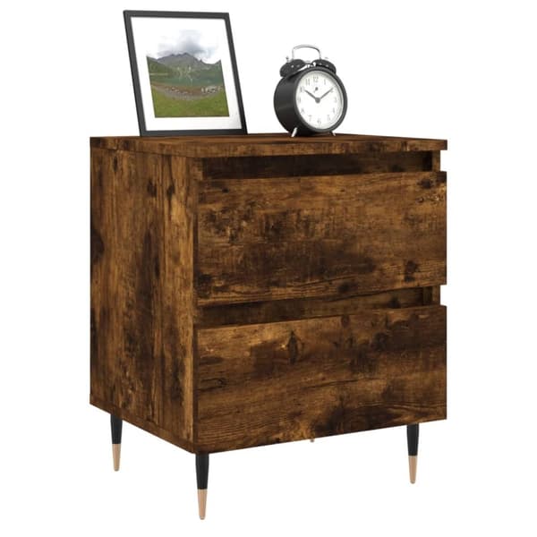 The Living Store sengebord 40x35x50 cm konstrueret træ røget egetræsfarve - Natborde