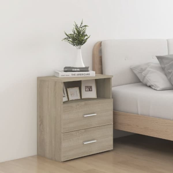 The Living Store Sängbord 2 st sonoma-ek 50x32x60 cm -  Nattduksbord