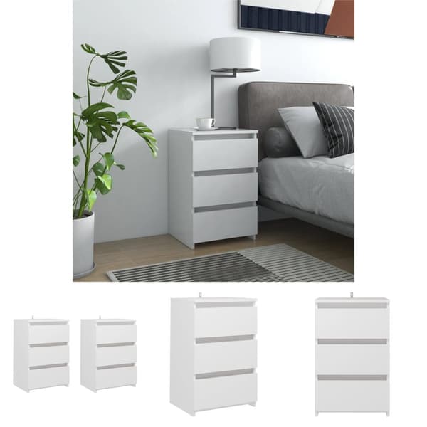 The Living Store sengeskabe 2 stk. 40x35x62,5 cm spånplade hvid -  Natborde