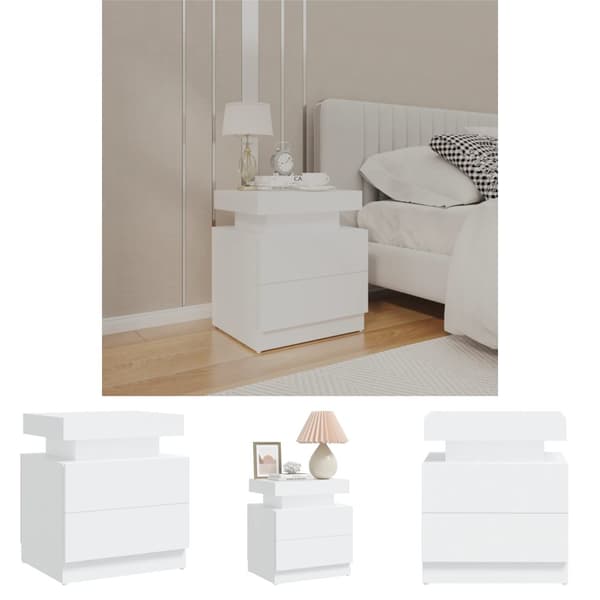 The Living Store sengebord 45x35x52 cm spånplade hvid -  Natborde