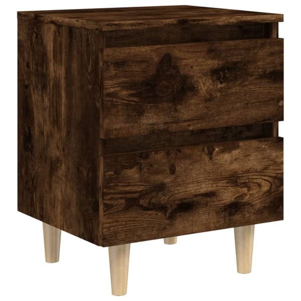 The Living Store sengebord med massive træben 40x35x50 cm røget egetræsfarve -  Natborde