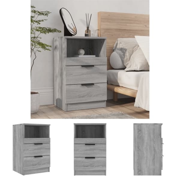 The Living Store Yöpöytä harmaa Sonoma tekninen puu -  Yöpöydät