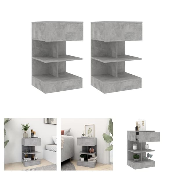 The Living Store Sängbord 2 st betonggrå 40x35x65 cm -  Nattduksbord