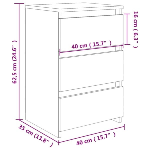 The Living Store natbord 40x35x62,5 cm spånplader betongrå - Natborde