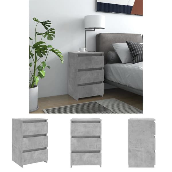 The Living Store natbord 40x35x62,5 cm spånplader betongrå - Natborde
