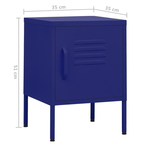 The Living Store Nattduksbord marinblå 35x35x51 cm stål -  Nattduksbord
