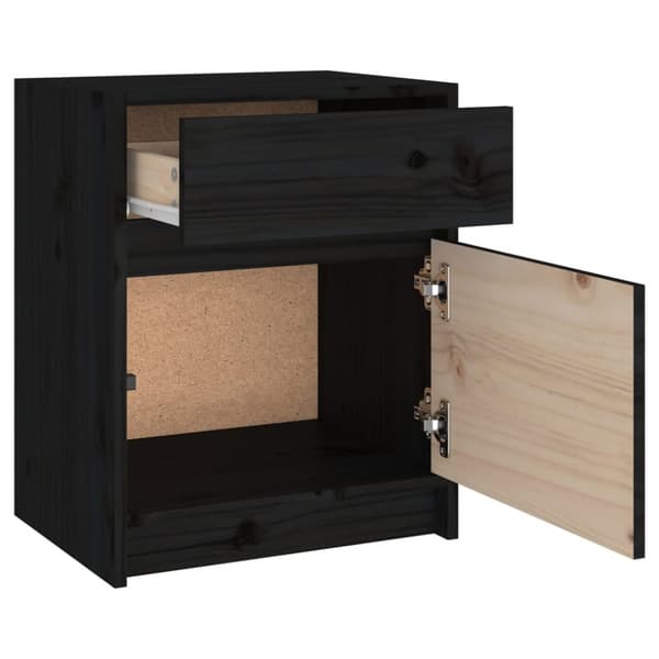 The Living Store sengeskabe 2 stk. 40x31x50 cm massivt fyrretræ sort - Natborde