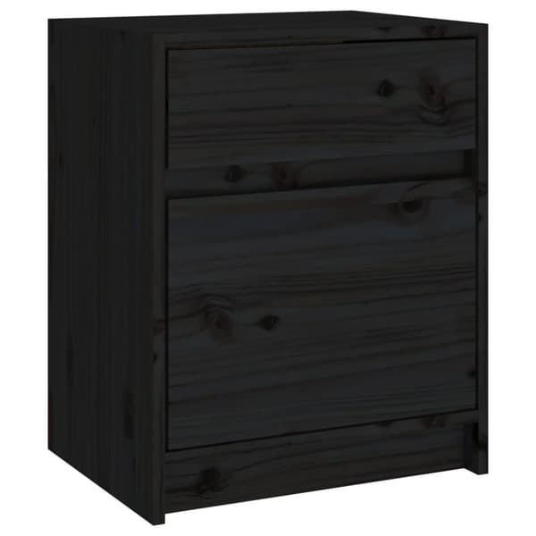 The Living Store sengeskabe 2 stk. 40x31x50 cm massivt fyrretræ sort - Natborde