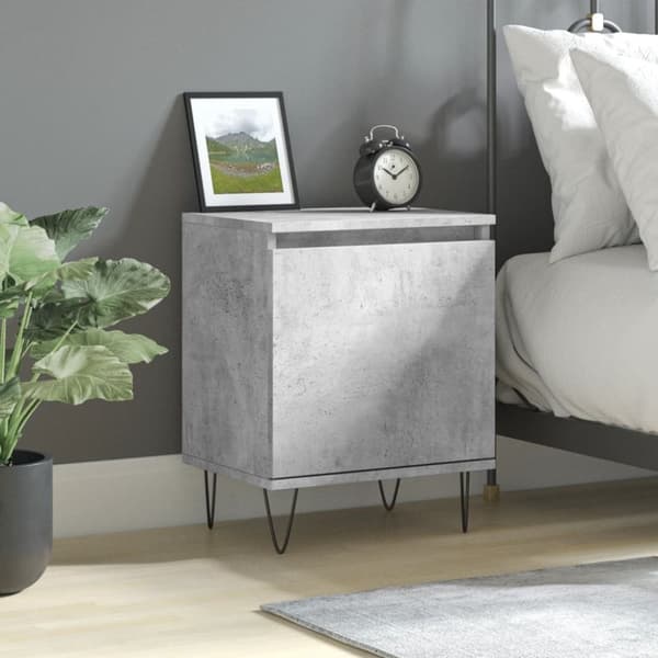 The Living Store sengebord 40x30x50 cm konstrueret træ betongrå -  Natborde