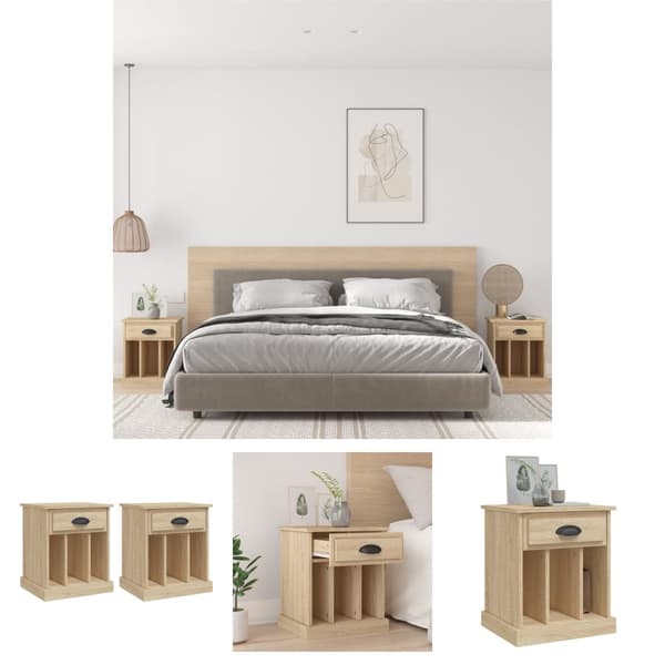 The Living Store sengeborde 2 stk. 43x36x50 cm sonoma-eg -  Natborde