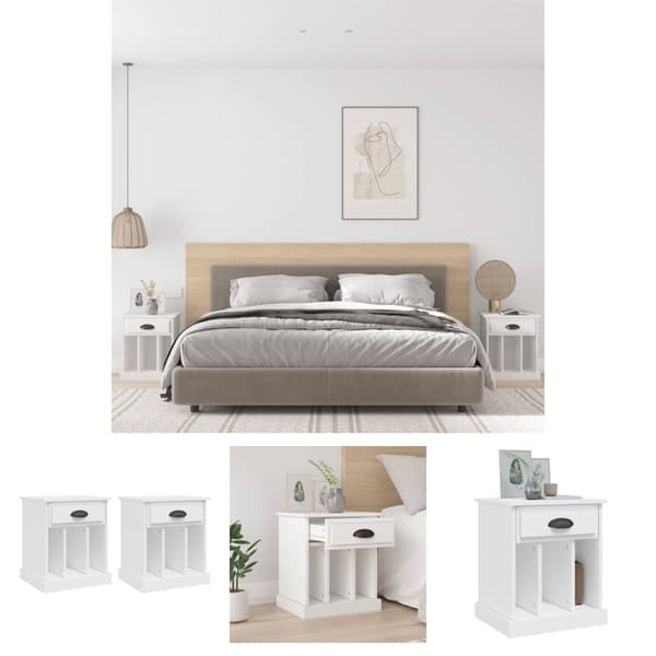 The Living Store sengeborde 2 stk. 43x36x50 cm hvid - Natborde