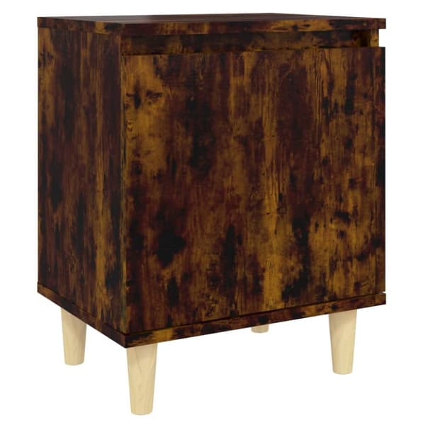 The Living Store Yöpöydät täyspuujaloilla 2 kpl savutammi 40x30x50 cm - Yöpöydät