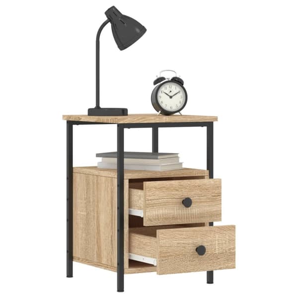 The Living Store sengebord 34x35,5x50 cm konstrueret træ sonoma-eg - Natborde