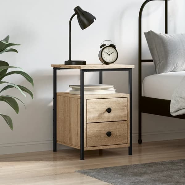 The Living Store sengebord 34x35,5x50 cm konstrueret træ sonoma-eg - Natborde