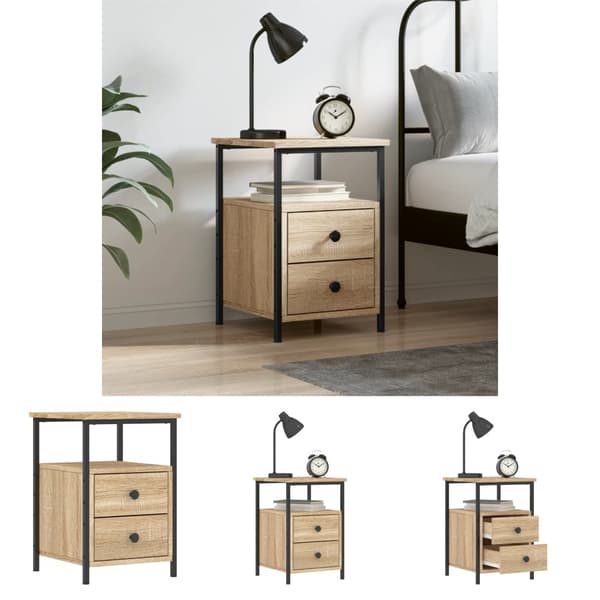 The Living Store sengebord 34x35,5x50 cm konstrueret træ sonoma-eg - Natborde