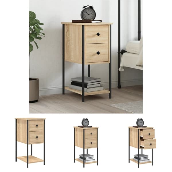 The Living Store Sängbord sonoma-ek 32x42x70 cm konstruerat trä -  Nattduksbord