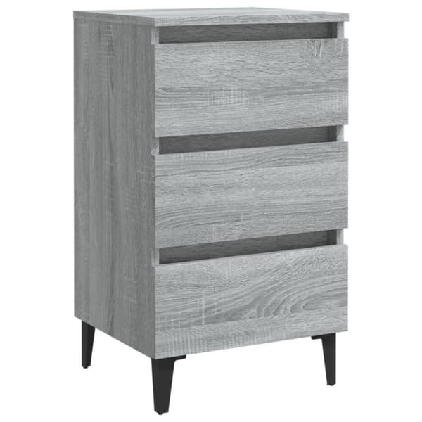 The Living Store sengebord med metalben 40x35x69 cm grå sonoma-eg - Natborde