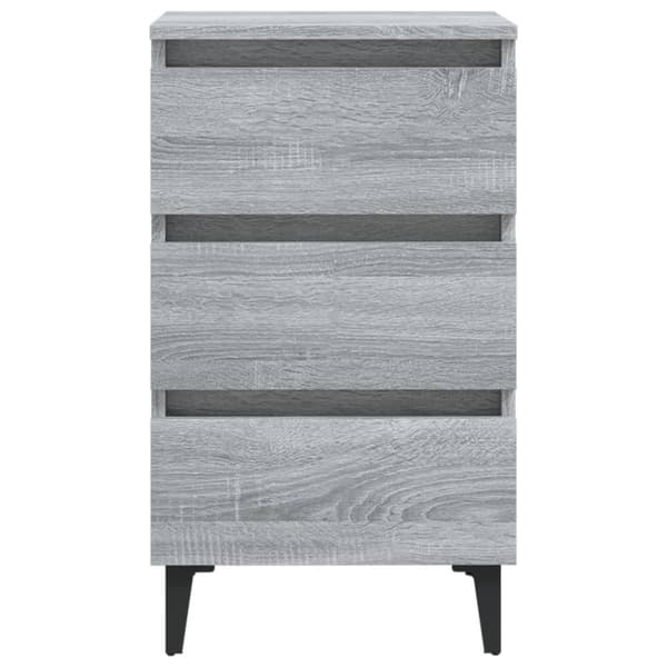 The Living Store sengebord med metalben 40x35x69 cm grå sonoma-eg - Natborde