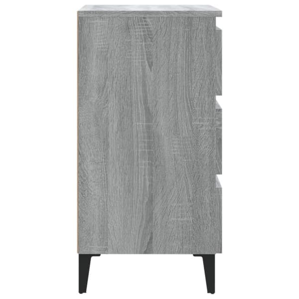 The Living Store sengebord med metalben 40x35x69 cm grå sonoma-eg - Natborde