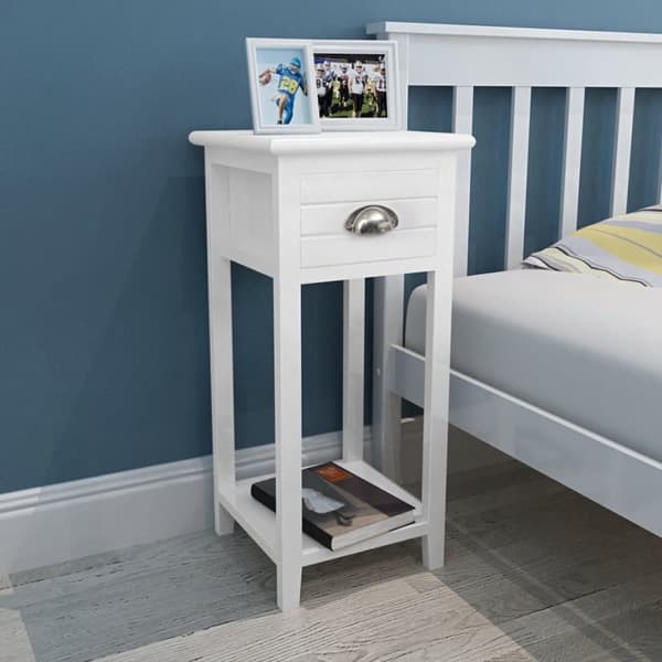 The Living Store sengebord med 1 skuffe hvid -  Natborde