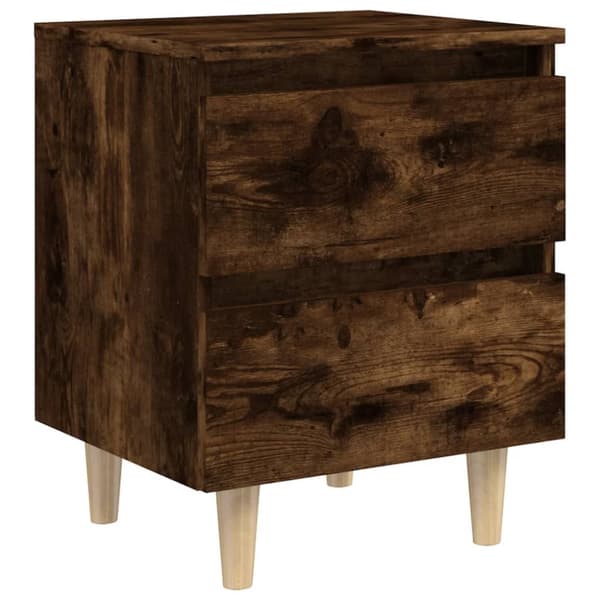 The Living Store sengeborde 2 stk. med massive træben 40x35x50 cm røget egetræ -  Natborde