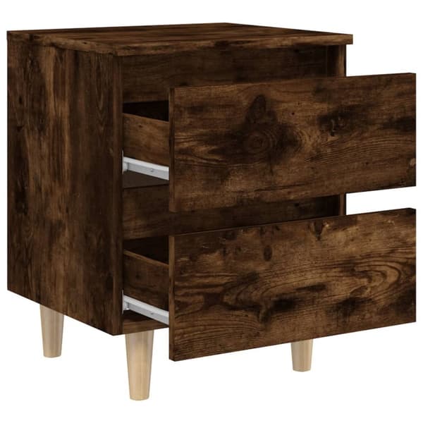 The Living Store sengeborde 2 stk. med massive træben 40x35x50 cm røget egetræ -  Natborde