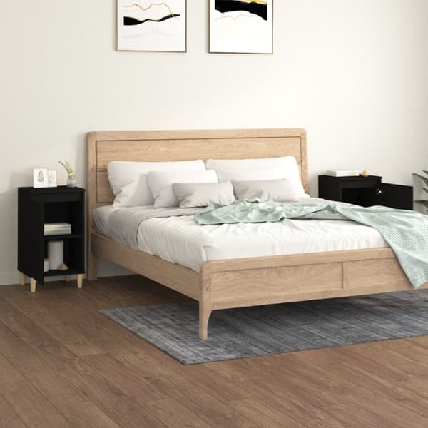 The Living Store sengeborde 2 stk. 40x35x70 cm konstrueret træ sort - Natborde