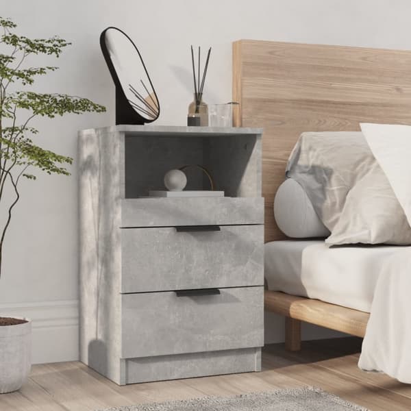The Living Store sengeborde 2 stk. konstrueret træ betongrå - Natborde
