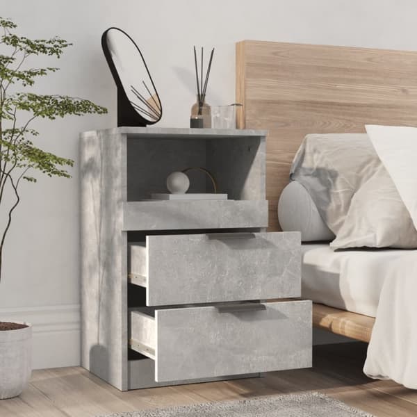 The Living Store sengeborde 2 stk. konstrueret træ betongrå - Natborde