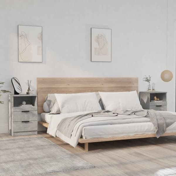The Living Store sengeborde 2 stk. konstrueret træ betongrå - Natborde