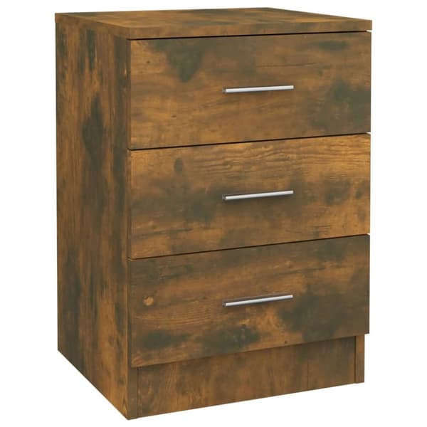 The Living Store Sängbord 2 st rökfärgad ek 38x35x56 cm konstruerat trä - Nattduksbord