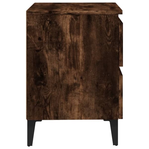 The Living Store sengebord med metalben 40x35x50 cm røget egetræsfarve - Natborde