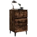 Miniatyrbild 5 av 11: The Living Store Sängbord med ben i metall rökfärgad ek 40x35x69 cm -  Nattduksbord