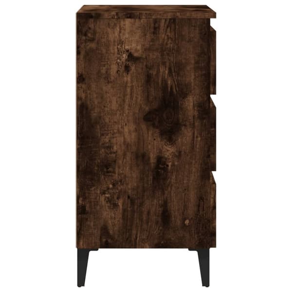 The Living Store Sängbord med ben i metall rökfärgad ek 40x35x69 cm - Nattduksbord