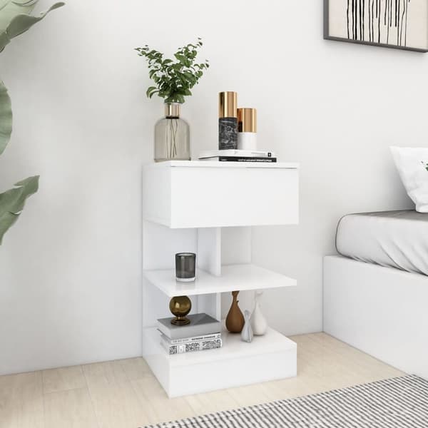 The Living Store sengeborde 2 stk. 40x35x65 cm konstrueret træ hvid - Natborde
