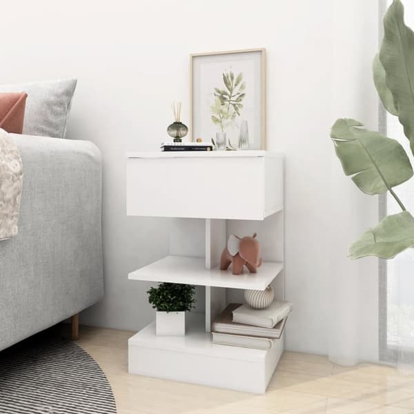 The Living Store sengeborde 2 stk. 40x35x65 cm konstrueret træ hvid - Natborde