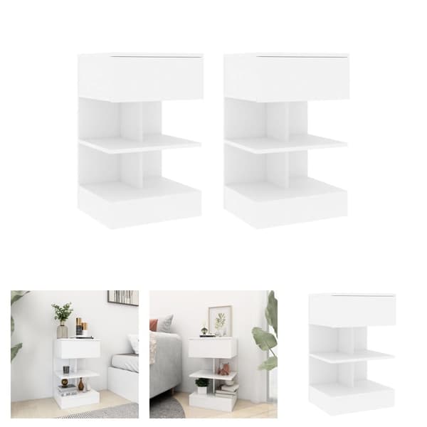 The Living Store sengeborde 2 stk. 40x35x65 cm konstrueret træ hvid - Natborde