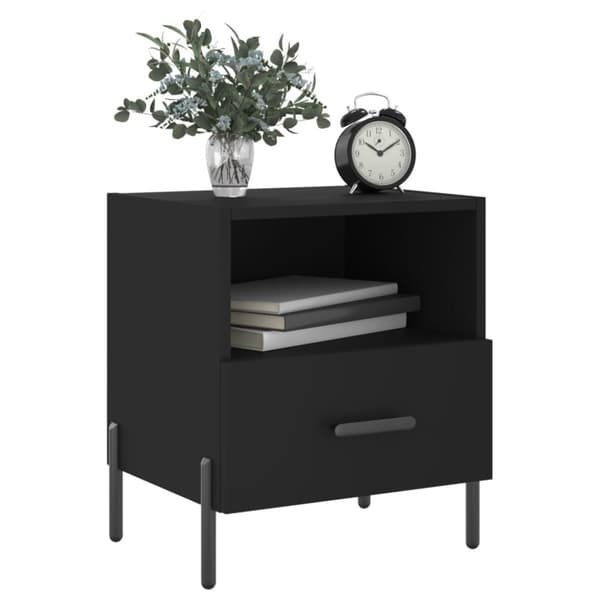 The Living Store sengeborde 2 stk. 40x35x47,5 cm konstrueret træ sort - Natborde