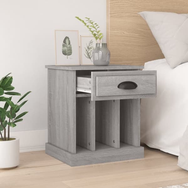The Living Store sengeborde 2 stk. 43x36x50 cm grå sonoma-eg - Natborde