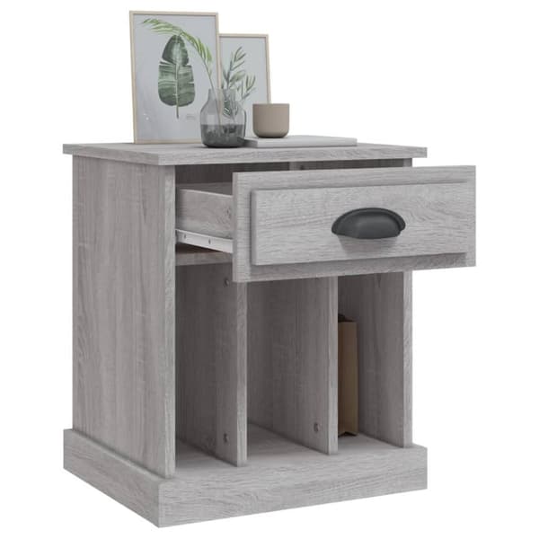 The Living Store sengeborde 2 stk. 43x36x50 cm grå sonoma-eg - Natborde