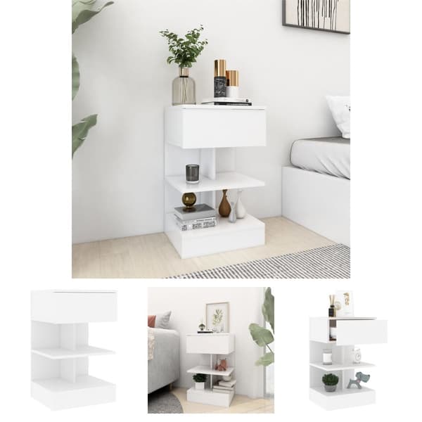 The Living Store sengeskab 40x35x65 cm spånplade hvid -  Natborde